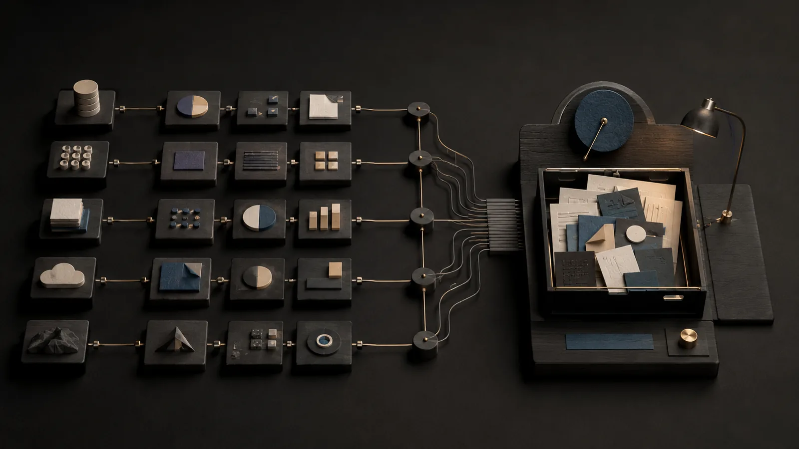 Dark automation graphic for AI work agents and ownership